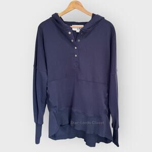 Boutique Bliss Navy Blue Hoodie Medium Oversized French Terry Snap